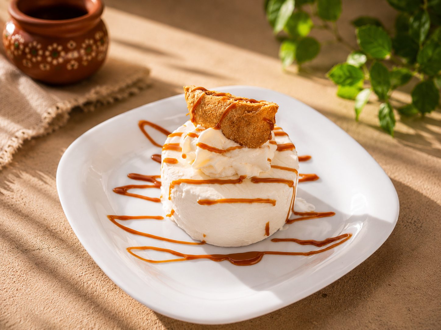 Pastel de coyota con crema y cajeta